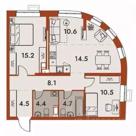 3-к кв. Нижегородская область, Нижний Новгород Ленгородок мкр, Первый ... - Фото 1