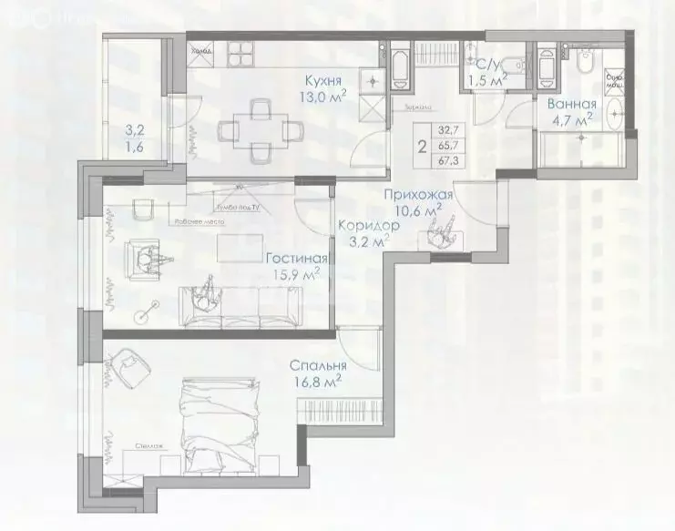 2-комнатная квартира: Липецк, Московская улица, 157 (67.3 м) - Фото 1