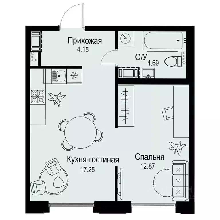 1-к кв. Санкт-Петербург ул. Профессора Попова, 38 (38.96 м) - Фото 0