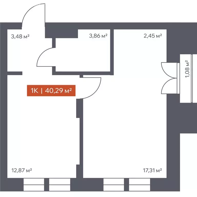 1-комнатная квартира: Томск, Красноармейская улица, 144 (40.29 м) - Фото 1