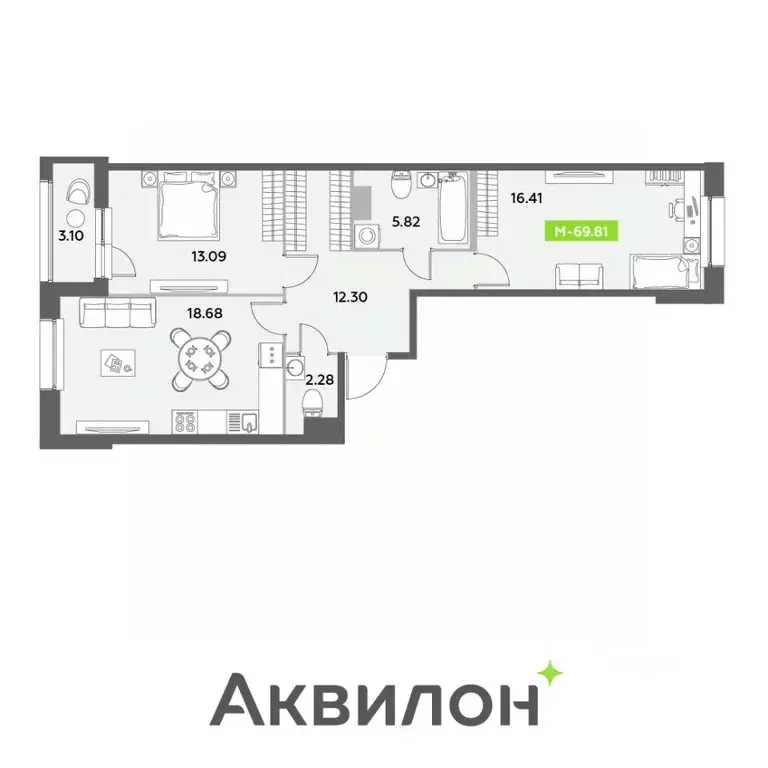 3-к кв. Санкт-Петербург ул. Среднерогатская, 11к2 (69.81 м) - Фото 1