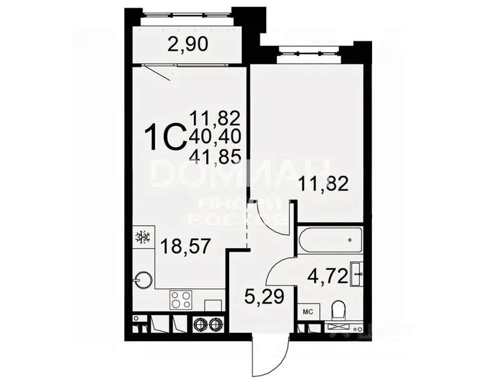 1-к кв. Ростовская область, Аксай ул. Мира, 3 (29.3 м) - Фото 2