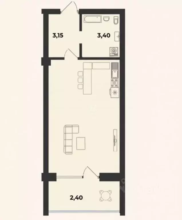 Студия Севастополь ул. Парковая, 15 (29.1 м) - Фото 2
