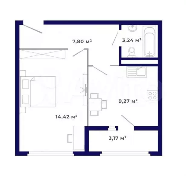1-к. квартира, 37,9 м, 5/9 эт. - Фото 0