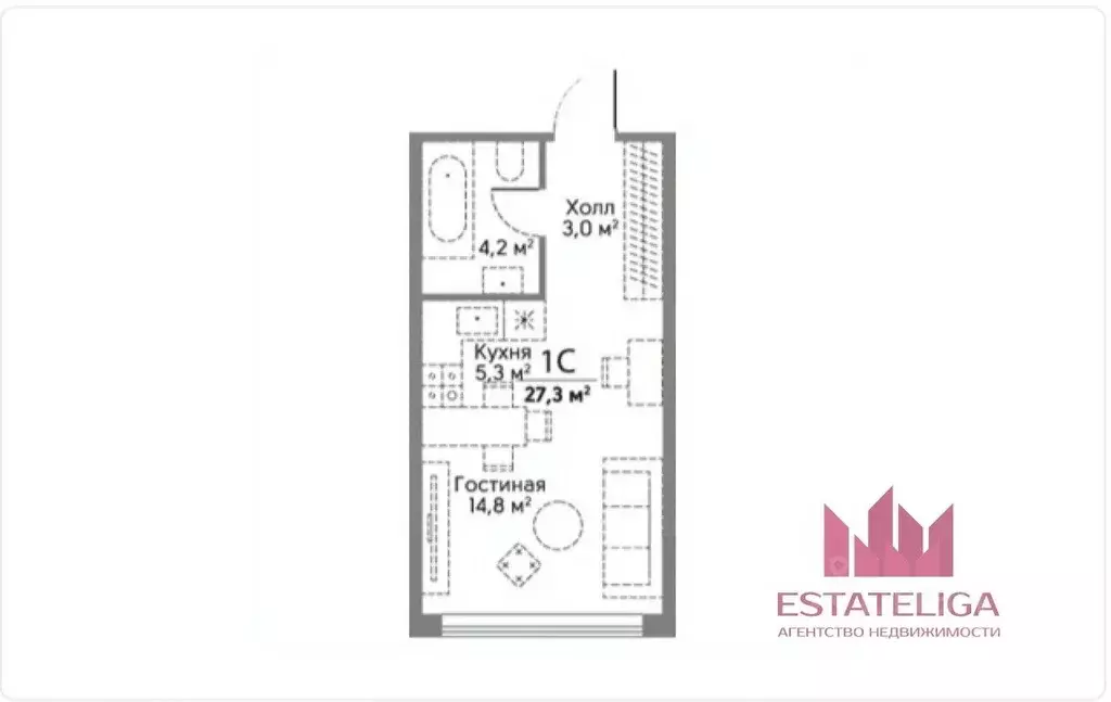 Студия Москва Мосфильмовская ул., 100 (27.3 м) - Фото 2
