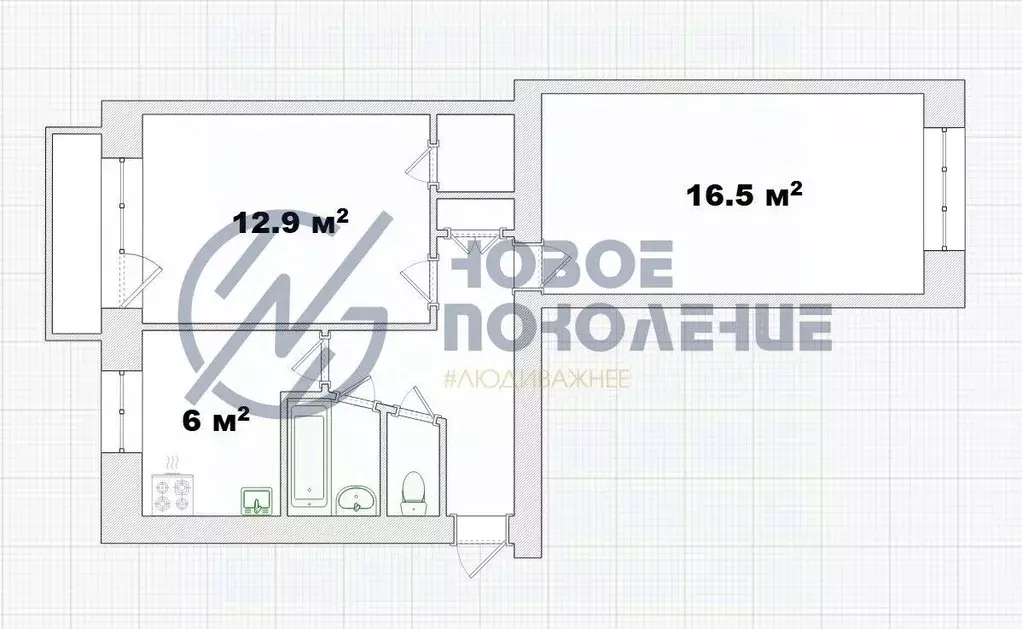 2-к кв. Омская область, Омск Революционная ул., 13 (47.0 м) - Фото 1