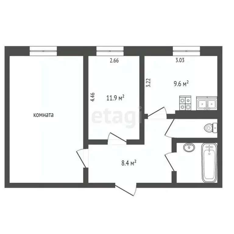 2-к кв. Ханты-Мансийский АО, Сургут ул. Нефтяников, 4/1 (45.1 м) - Фото 1