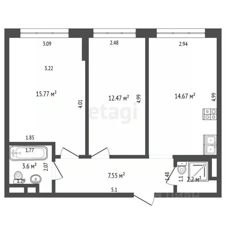 2-к кв. Московская область, Красногорск Опалиха мкр, бул. Серебряный, ... - Фото 2