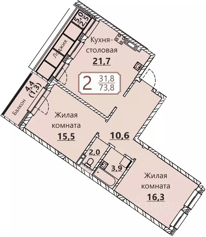 2-к кв. Чувашия, Чебоксары ул. Герцена, поз3 (73.8 м) - Фото 0