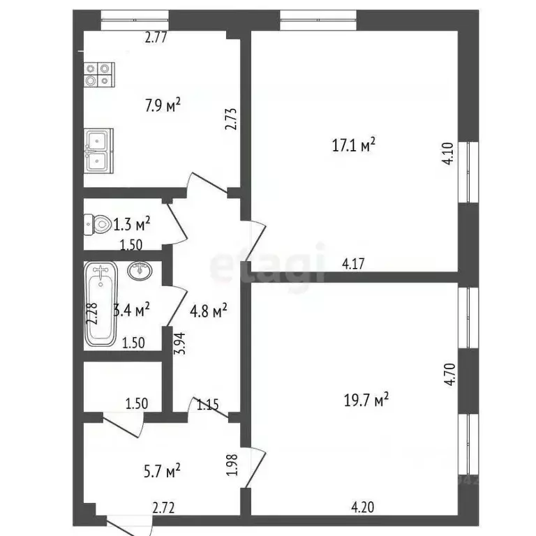 2-к кв. Архангельская область, Котлас ул. Луначарского, 14 (60.8 м) - Фото 2
