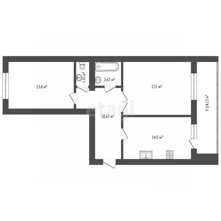 2-к кв. Марий Эл, Йошкар-Ола ул. Ползунова, 48 (60.5 м) - Фото 2