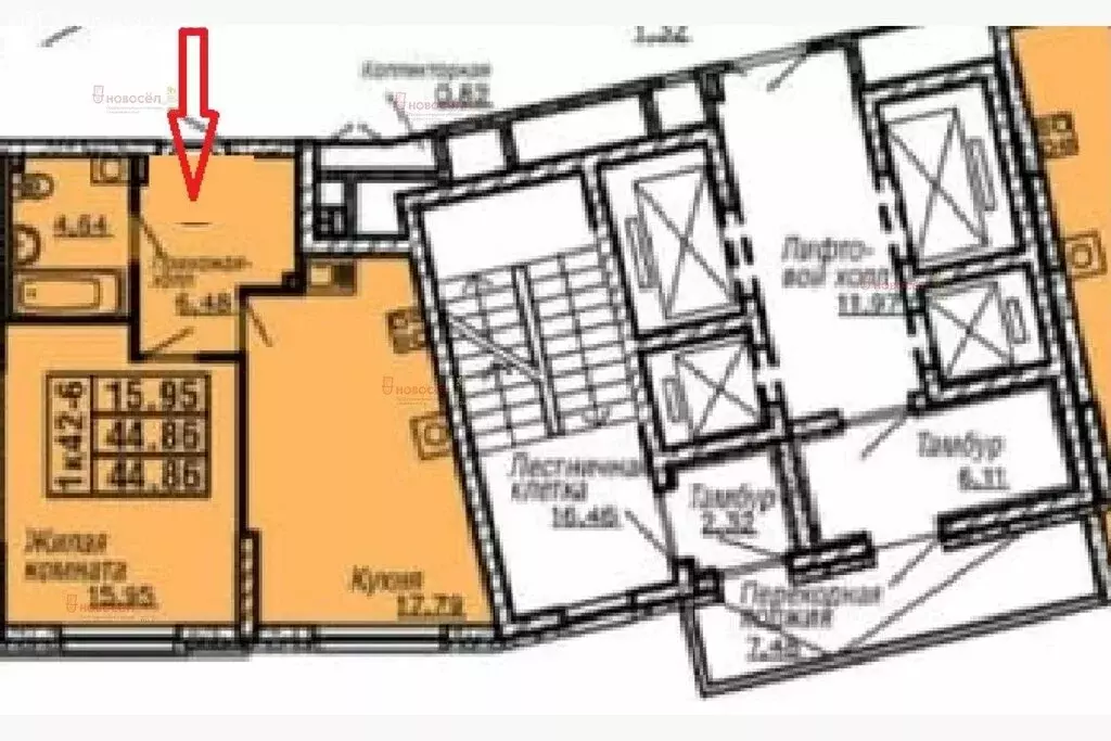 1-комнатная квартира: Екатеринбург, проспект Космонавтов, 26А (45 м) - Фото 1