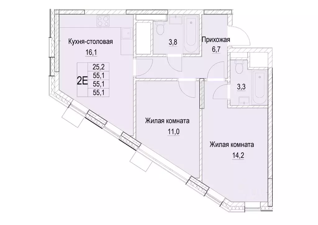 2-к кв. Московская область, Мытищи ул. Академика Каргина, 26А (55.1 м) - Фото 1