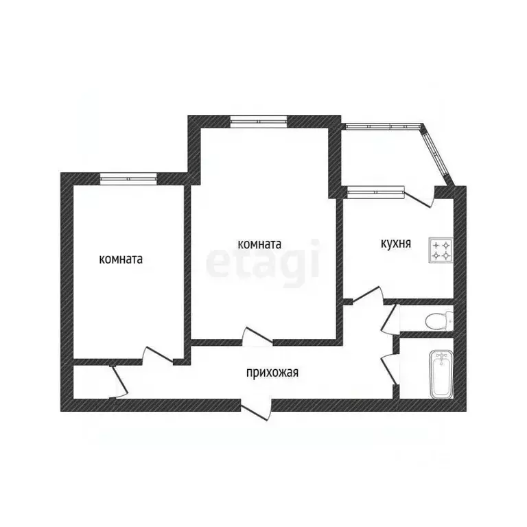 2-к кв. Ханты-Мансийский АО, Сургут ул. Крылова, 13 (52.0 м) - Фото 1