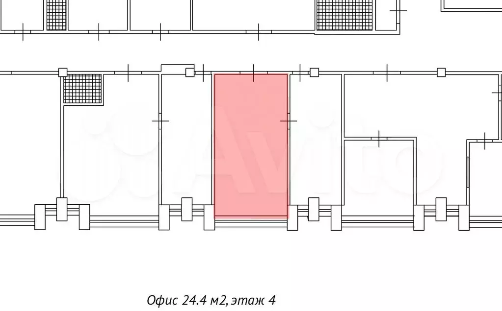 Офис 24.4 м, 4 этаж, есть лифт, видовое окно - Фото 0