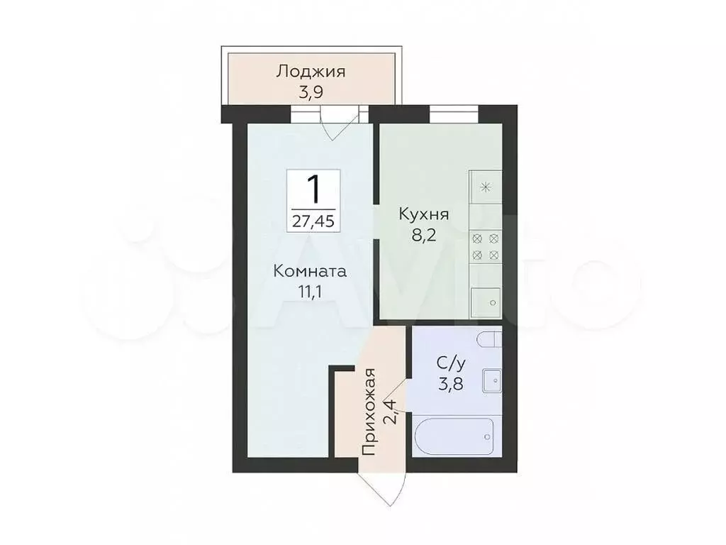 1-к. квартира, 27,5 м, 5/16 эт. - Фото 0