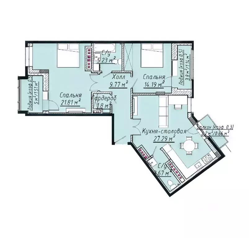 3-к кв. Татарстан, Казань ул. Урицкого, 1 (88.83 м) - Фото 1