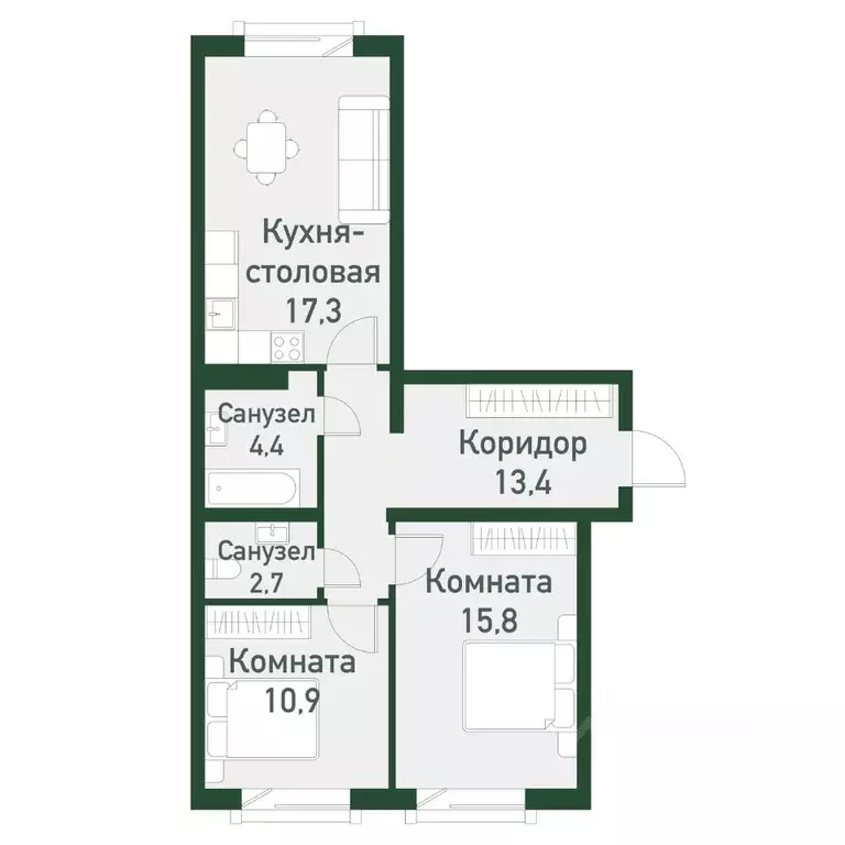 2-к кв. Челябинская область, Челябинский городской округ, пос. ... - Фото 0