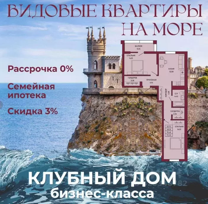 2-к кв. Крым, Ялта 10-й мкр,  (70.74 м) - Фото 2