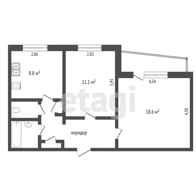 Квартира, 2 комнаты, 51 м - Фото 0