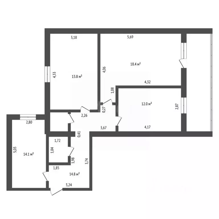 3-к кв. Амурская область, Благовещенск Зейская ул., 33 (77.0 м) - Фото 0