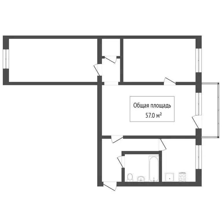 3-комнатная квартира: Томск, Комсомольский проспект, 49 (54.2 м) - Фото 1