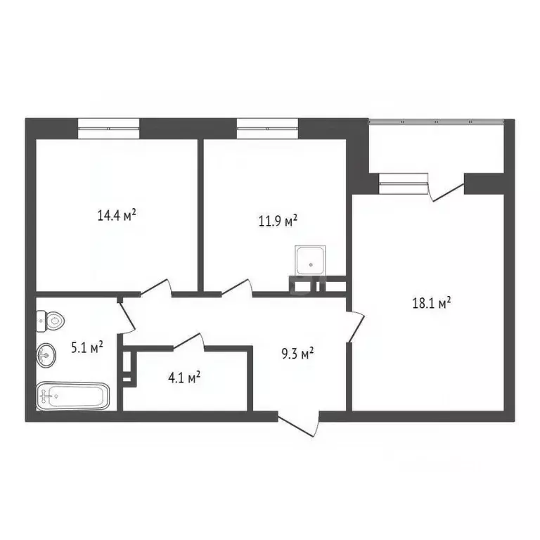 2-к кв. Красноярский край, Красноярск ул. Авиаторов, 43 (62.9 м) - Фото 2