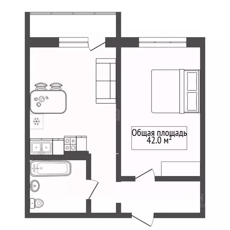 2-к кв. Новосибирская область, Новосибирск ул. Виктора Уса, 13 (42.0 ... - Фото 2