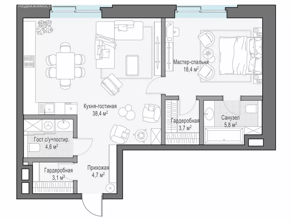 1-комнатная квартира: Москва, ЦАО, Тверской район, ЖК Ильинка 3/8 ... - Фото 1