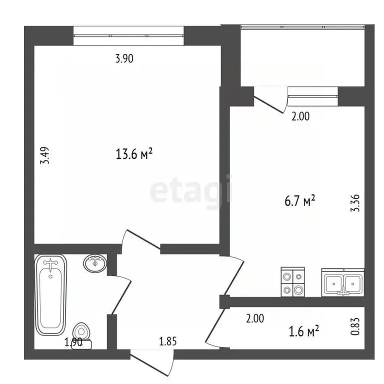 1-к кв. Чувашия, Чебоксары Хузангая ул., 34 (28.3 м) - Фото 2