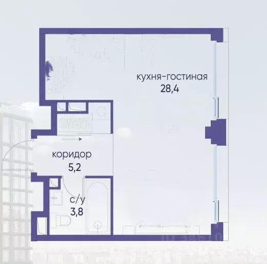 Студия Москва Красноказарменная ул., 14Ак2 (37.6 м) - Фото 2