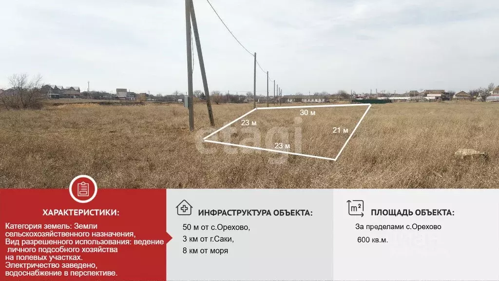 Участок в Крым, Сакский район, с. Орехово  (6.0 сот.) - Фото 2