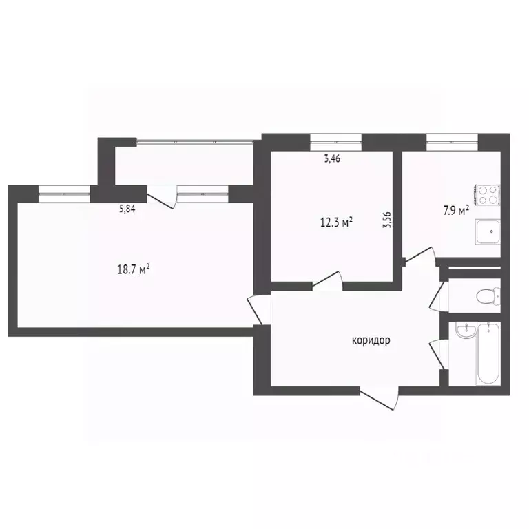 2-к кв. Ярославская область, Ярославль ул. Труфанова, 27 (42.5 м) - Фото 2