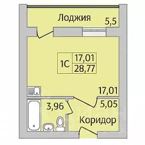 Студия Новосибирская область, Новосибирск ул. Юности, 7 (28.77 м) - Фото 0