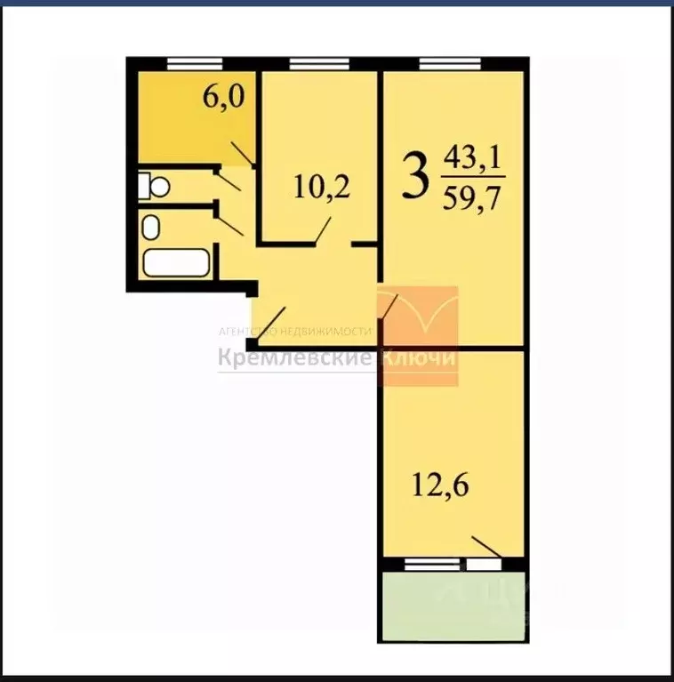 3-к кв. Москва Вешняковская ул., 15К1 (59.0 м) - Фото 1