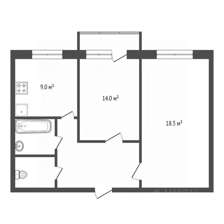 2-к кв. Красноярский край, Красноярск Транзитная ул., 44 (48.5 м) - Фото 1