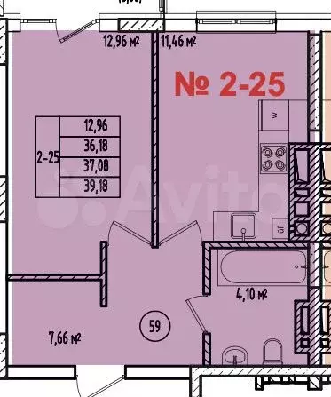 1-к. квартира, 37,1 м, 3/8 эт. - Фото 1