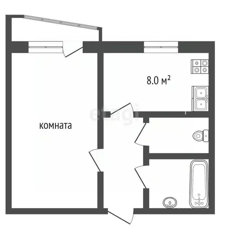 1-к кв. Московская область, Коломна Южная ул., 9 (33.0 м) - Фото 0