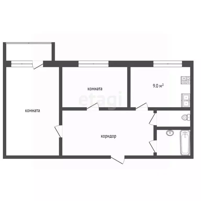 2-к кв. Коми, Усинск ул. Ленина, 15 (52.7 м) - Фото 1