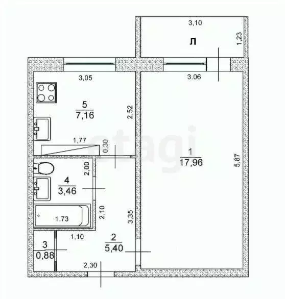 1-к кв. Ульяновская область, Ульяновск ул. Рябикова, 25 (34.9 м) - Фото 2