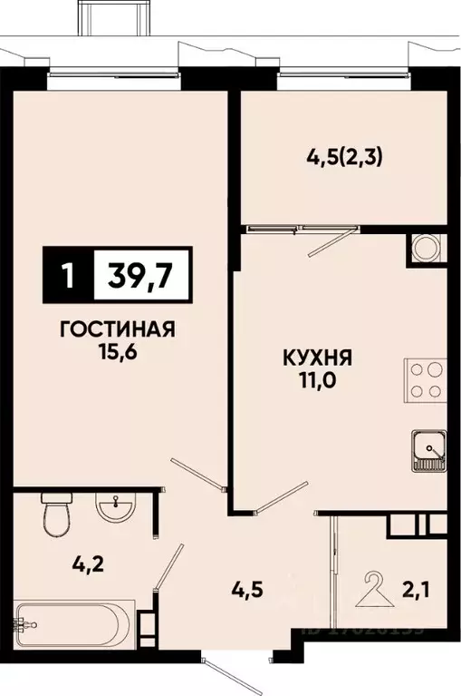 1-к кв. Ставропольский край, Кисловодск Моя Легенда жилой комплекс ... - Фото 1