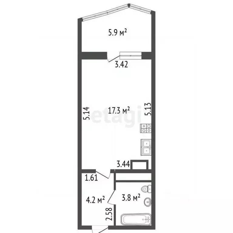 Студия Санкт-Петербург Ленинский просп., 78к2 (25.3 м) - Фото 0