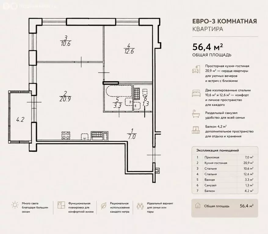 2-комнатная квартира: Санкт-Петербург, Белоостровская улица, 10к2 ... - Фото 2