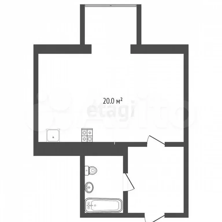 Квартира-студия, 35,2 м, 7/20 эт. - Фото 0