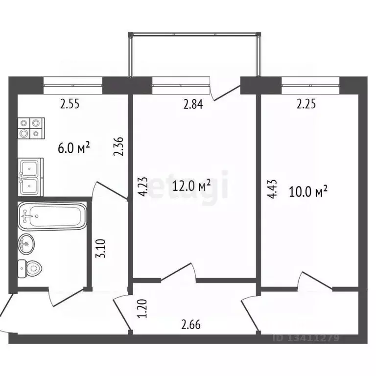 2-к кв. Белгородская область, Белгород ул. Мичурина, 58 (42.0 м) - Фото 1