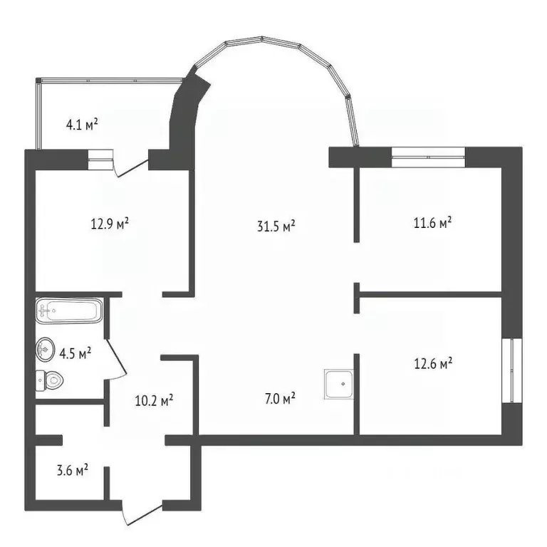 4-к кв. Красноярский край, Красноярск ул. Авиаторов, 4В (94.0 м) - Фото 1