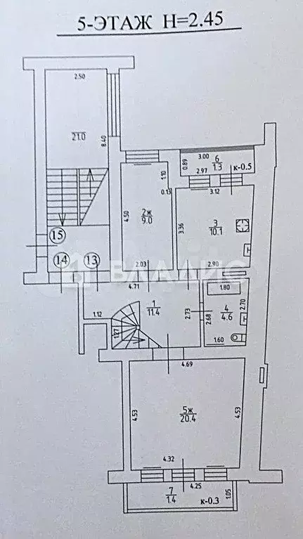 3-к. квартира, 94 м, 5/5 эт. - Фото 0