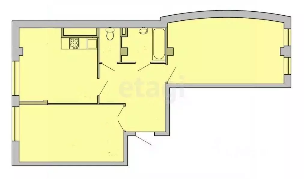 2-к кв. Белгородская область, Белгород Кирпичная ул., 65 (67.2 м) - Фото 1