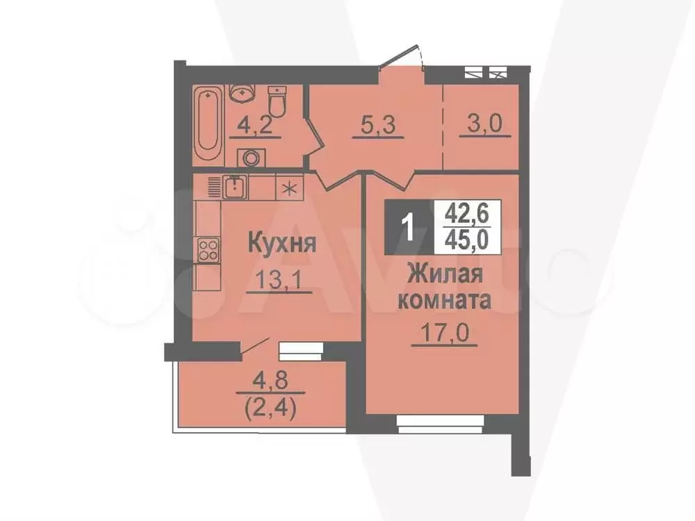 1-к. квартира, 45 м, 9/14 эт. - Фото 0