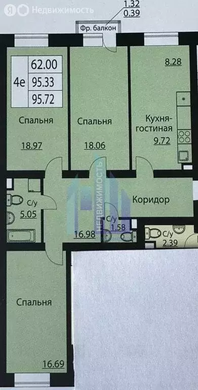 4-комнатная квартира: посёлок Солнечный, Кленовая улица, 2 (95.72 м) - Фото 0